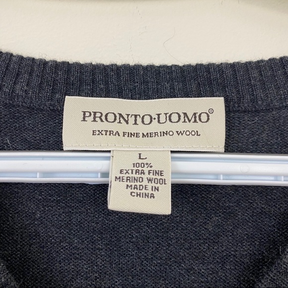 Pronto Uomo Charcoal 100% Merino Wool Sweater Vest - Picture 3 of 3